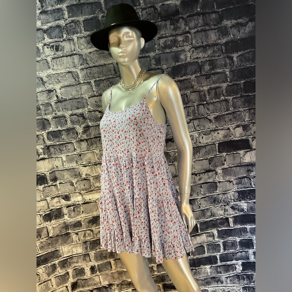 Baby Blue & Pink Floral Flowy Summer Dress - Picture 7 of 9